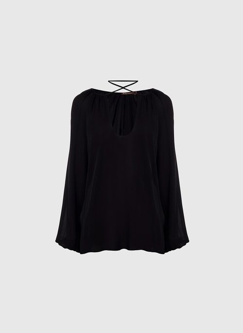 Blusa Serenity Preto Seda Bo.Bô Feminino