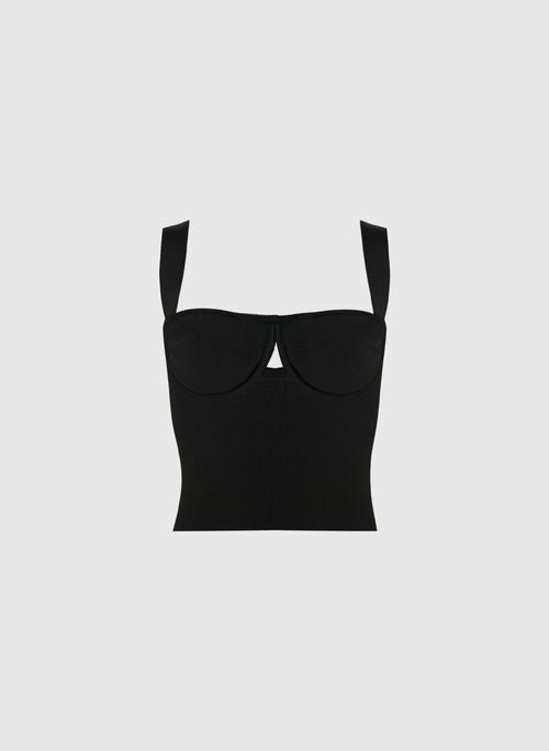 Top Aretha Preto Tricot Bo.Bô Feminino