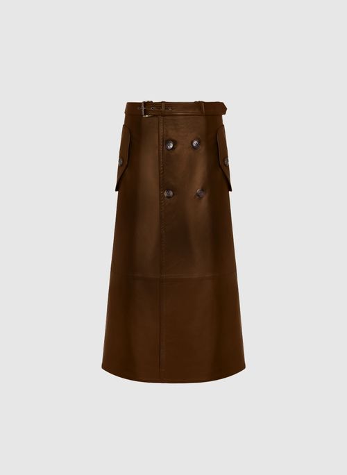 Saia Trench Midi Couro Bo.Bô Feminina