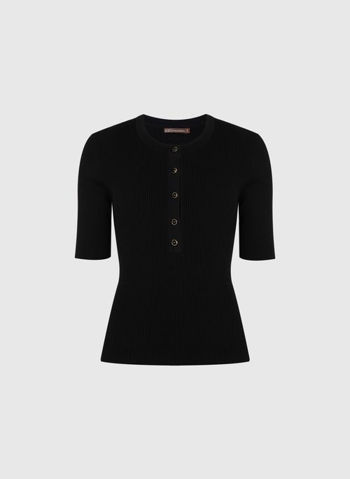 Blusa Pola Preto Tricot Bo.Bô Feminina