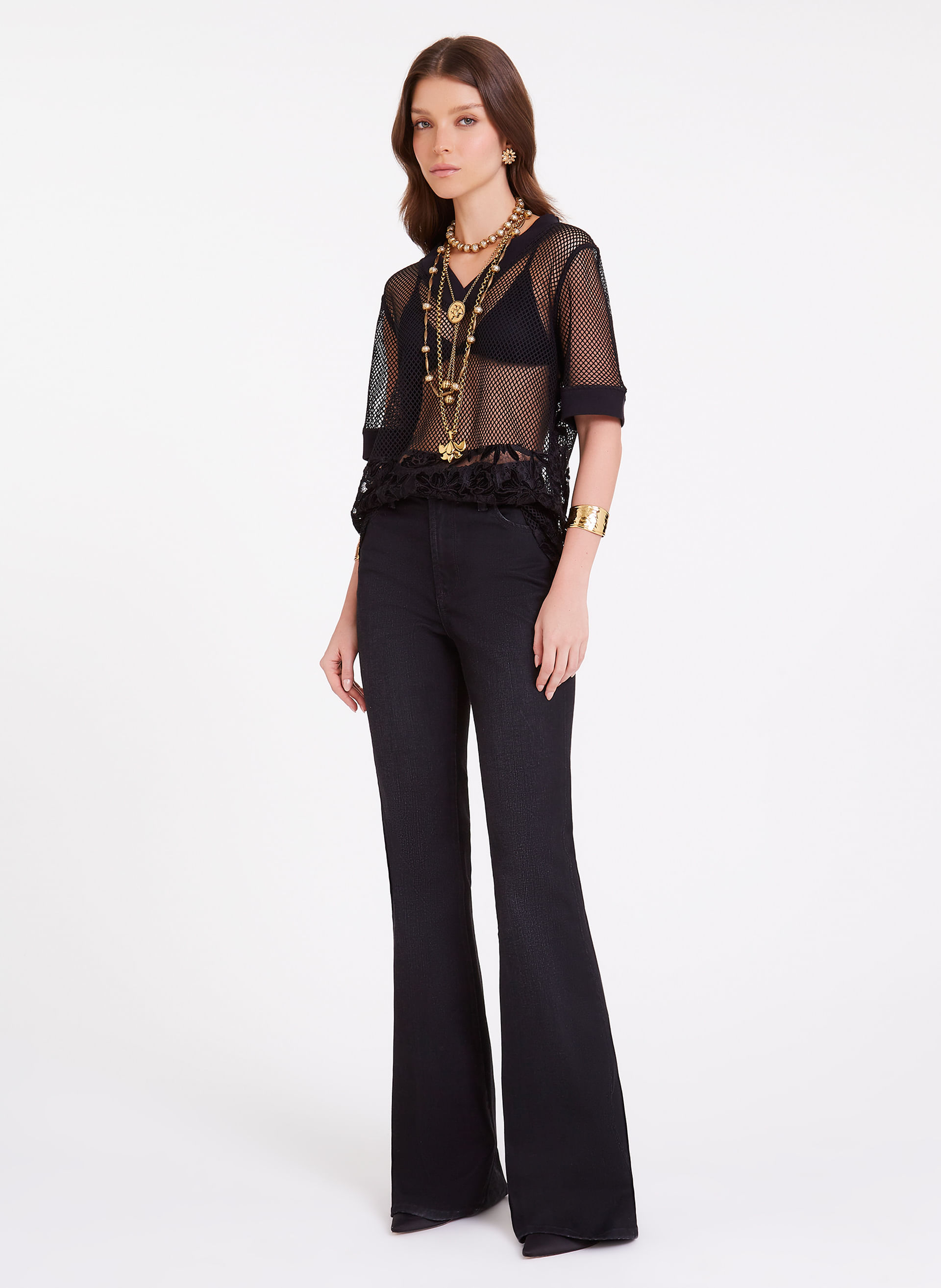 Camiseta Nikka Renda Preto Bo.Bô Feminina