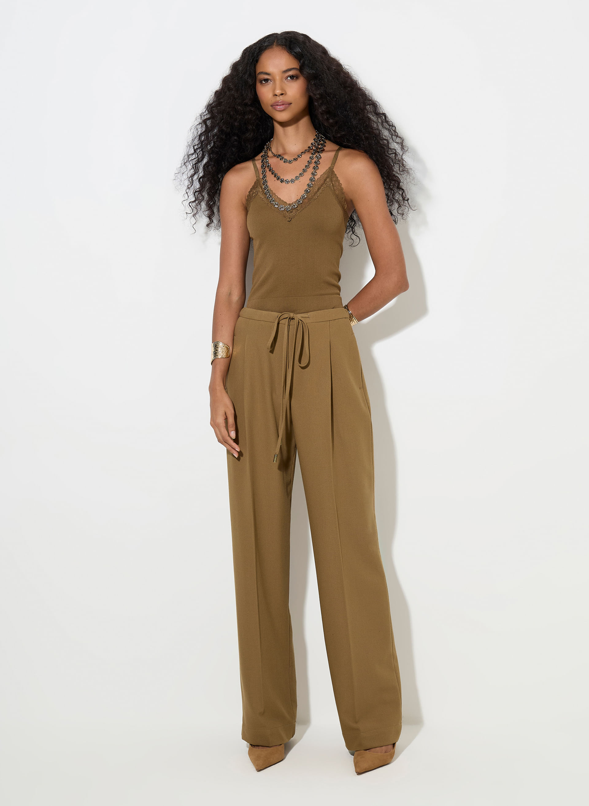 Regata Renda Longa Khaki Bo.Bô Feminina